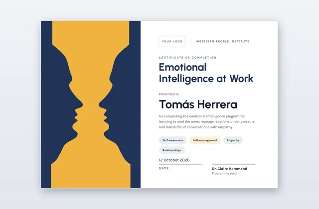 Facing Emotional Intelligence Certificate | PPT-Design