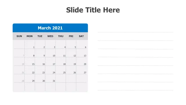 Monthly Calendar Grid With Notes Template | PPT Design