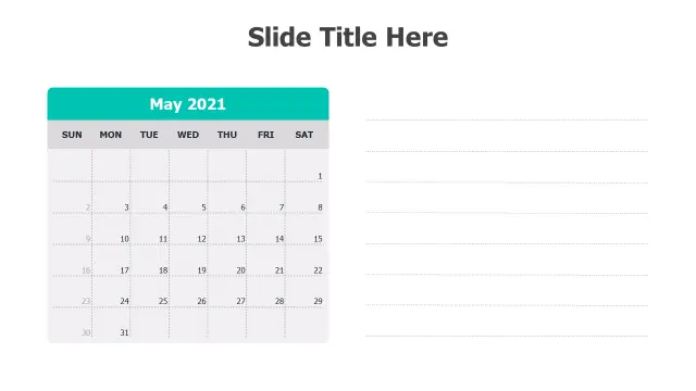 Monthly Calendar Grid with Notes Section | PPT Design