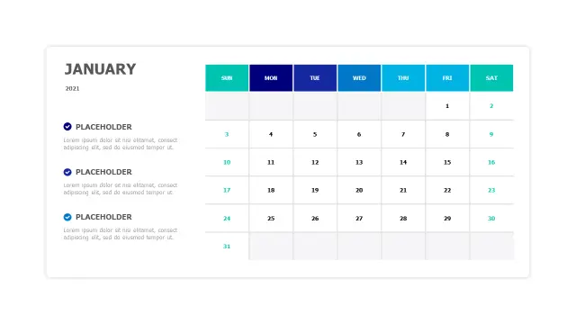 Monthly Task Calendar Grid Layout | Calendar | PPT Design