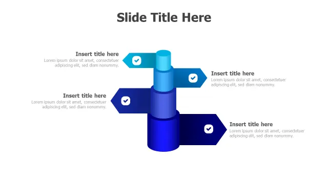 4-Step Cylindrical Process Flow Diagram | 3D | PPT Design