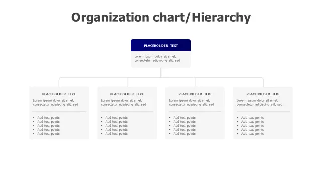 Four Department Hierarchical Organization Chart | PPT Design