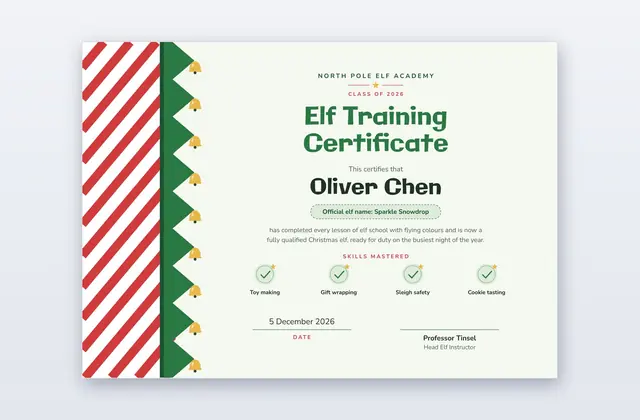 Free Elf Training Certificate Template – Gumdrop