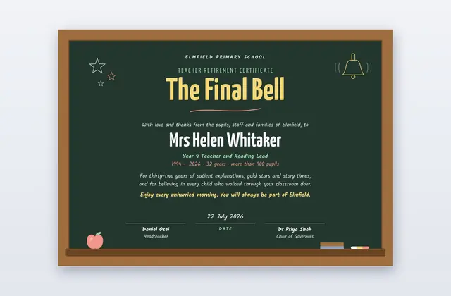 Free Teacher Retirement Certificate Template – Slateboard