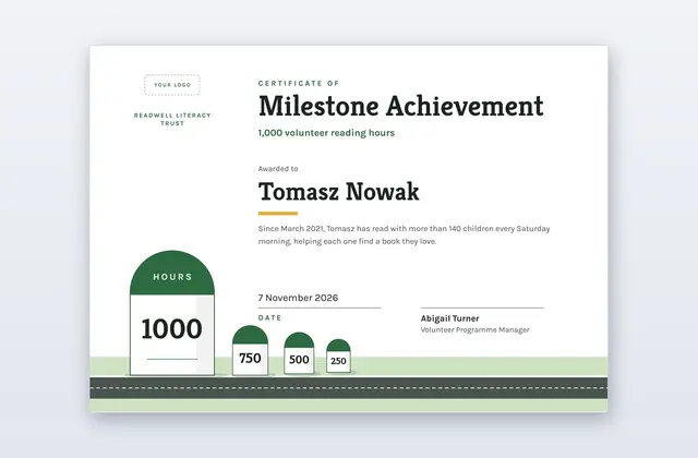 Free Milestone Achievement Certificate Template – Kilometre