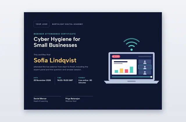 Free Webinar Attendance Certificate Template – Airwaves
