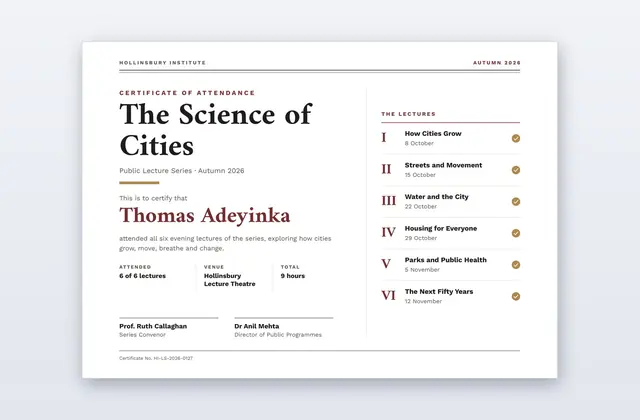 Free Lecture Series Attendance Certificate Template – Auditor