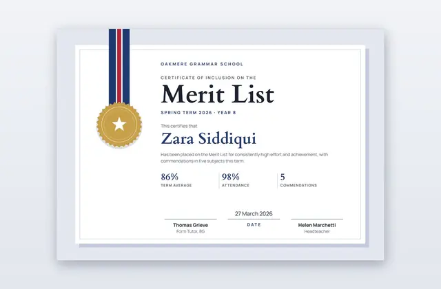 Free Merit List Certificate Template – Cordon | PPT-Design