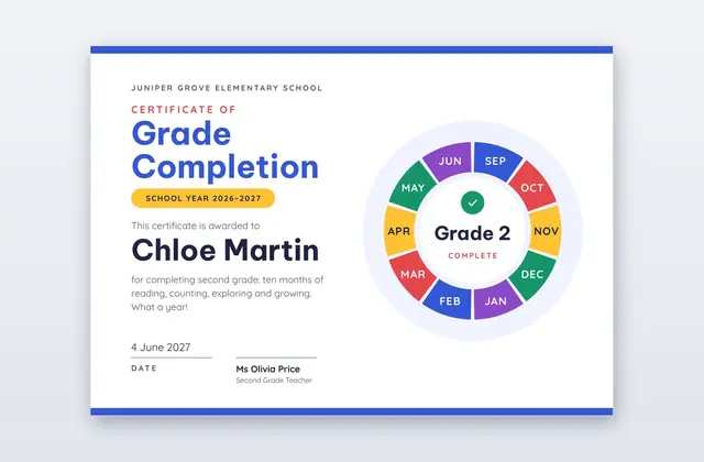 Free Grade Completion Certificate Template – Banner Year
