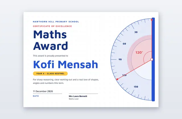 Free Maths Award Certificate Template – Obtuse | PPT-Design