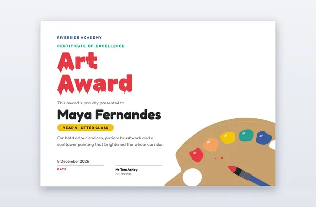 Free Art Award Certificate Template – Pigment | PPT-Design