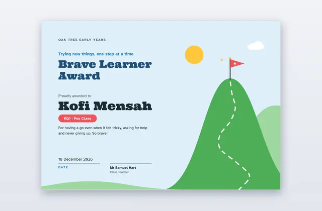 Free Brave Learner Award Template – Uphill | PPT-Design