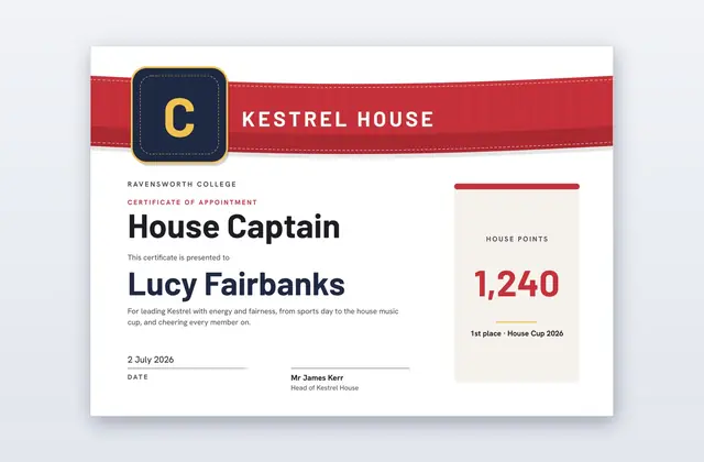 Free House Captain Certificate Template – Brassard
