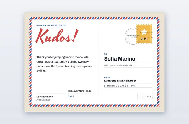 Free Kudos Certificate Template – Well Done | PPT-Design