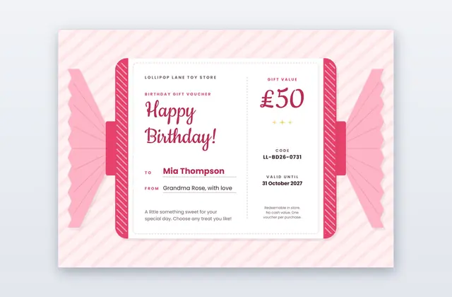 Free Birthday Gift Voucher Template – Candy Wrap