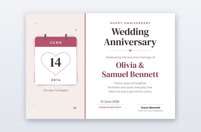 Free Wedding Anniversary Certificate Template – Dearest