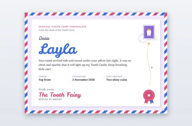 Free Tooth Fairy Certificate Template – Kindly Yours