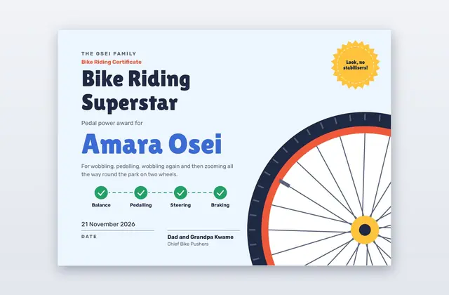 Free Bike Riding Certificate Template – Look No Hands