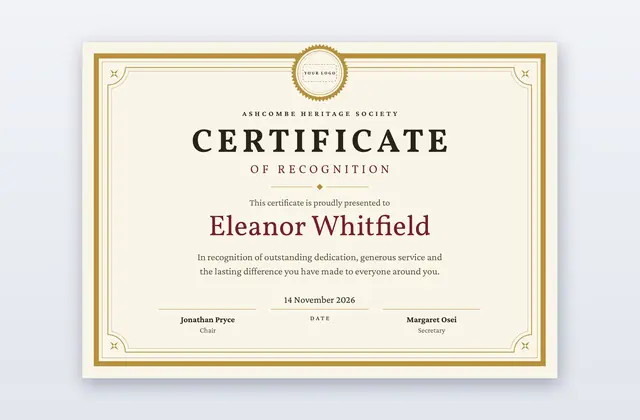 Free Blank Certificate Template Template – Vermeil