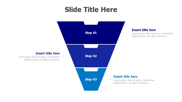 3-Step Sales Funnel Process Diagram | Funnel | PPT Design