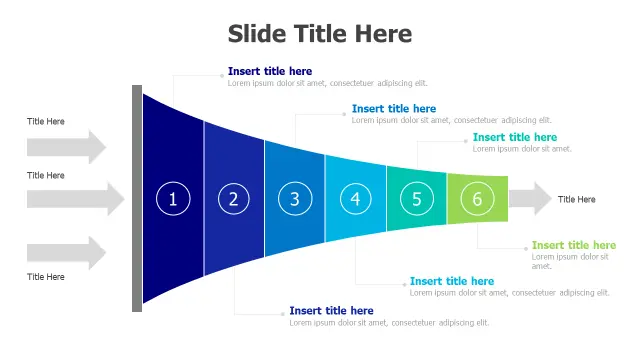 6-Stage Gradient Funnel Process Diagram | PPT Design