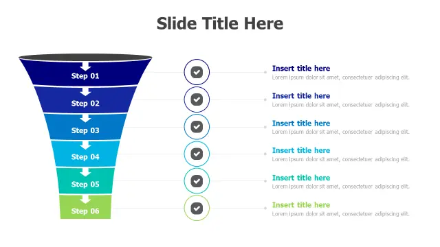 6-Stage Conversion Funnel Gradient | Funnel | PPT Design