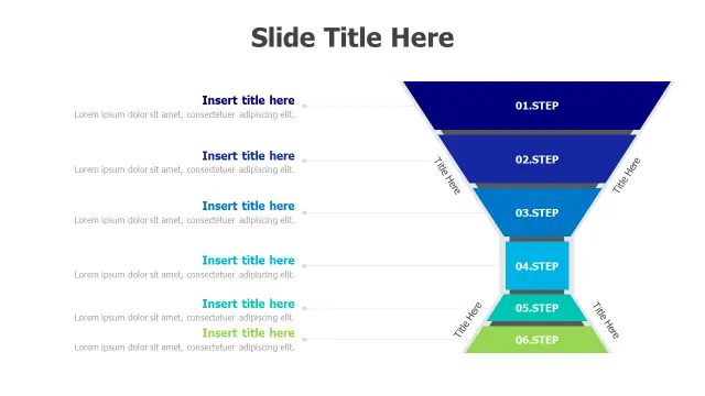 6-Stage Inverted Funnel Process Diagram | PPT Design
