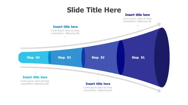 4-Step Horizontal Funnel Gradient Infographic | PPT Design