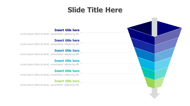 Six Stage Conversion Funnel Diagram | Funnel | PPT Design