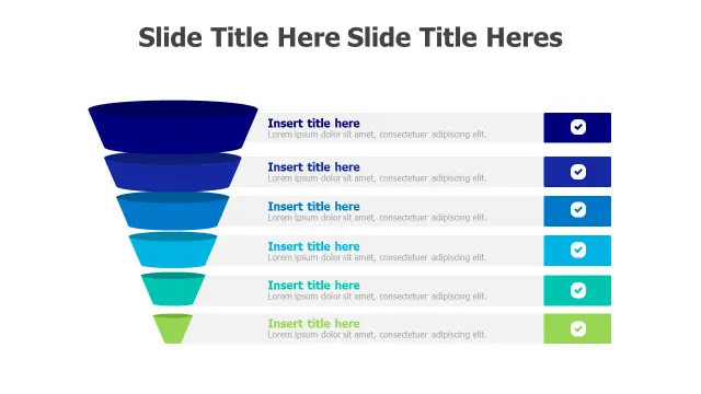 Six Stage Inverted Pyramid Funnel Template | PPT Design