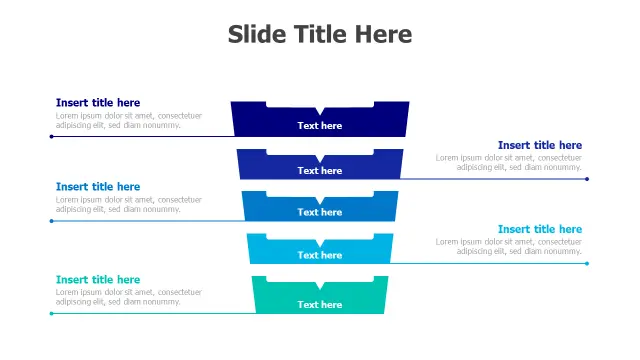 5-Stage Linear Process Flow Diagram | Funnel | PPT Design