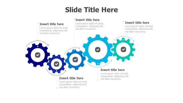 5-Step Interconnected Gears Process Flow | PPT Design