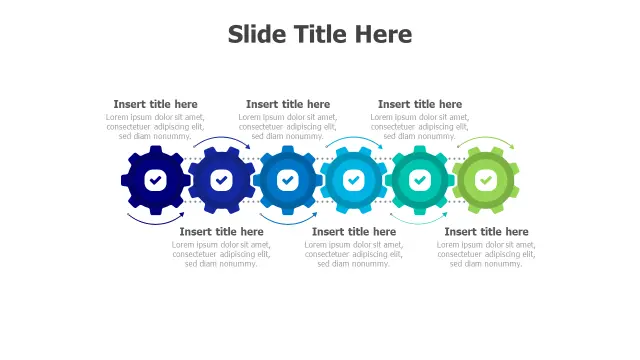 Six Step Process Gear Chain Diagram | PPT Design