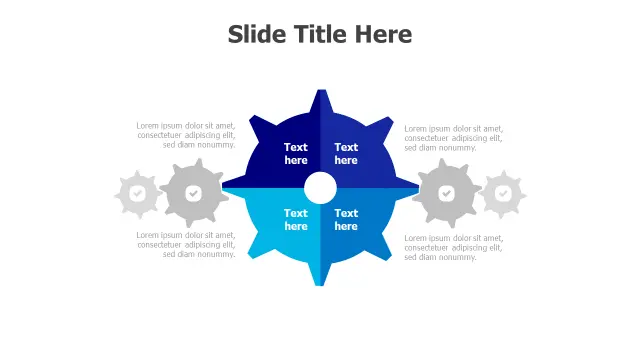 Central Gear 4-Point Process Diagram | PPT Design