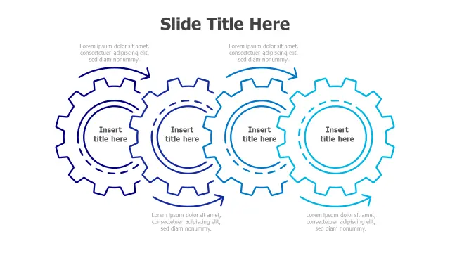 Four Stage Interconnected Gears Workflow | PPT Design