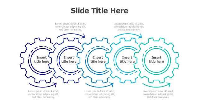 Five Stage Interconnected Gears Process Flow | PPT Design