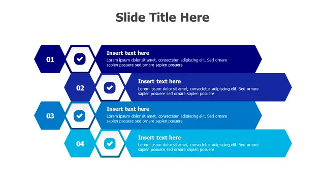 4-Step Hexagonal Process Flow Diagram | Hexagon | PPT Design