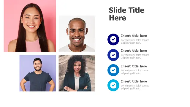 Four Portrait Team Checklist Layout | PPT Design
