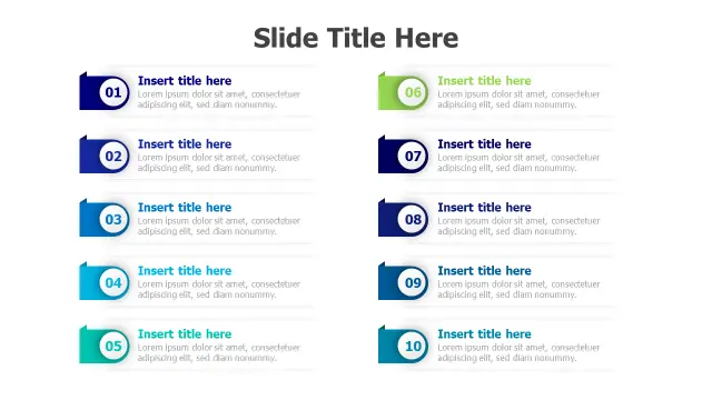 Ten Point Numbered List Layout | Agenda | PPT Design