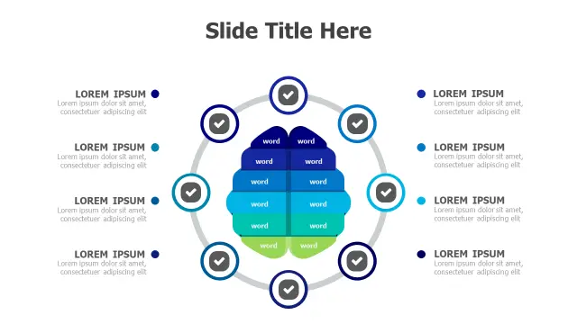 Brain-Centered 8-Point Process Circle Diagram | PPT Design