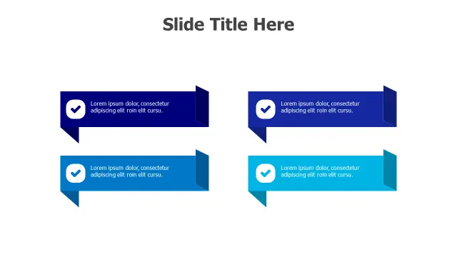 4-Point Checkmark Ribbon Banners Layout | PPT Design