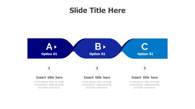 Wave Flow Three Step Process Diagram | PPT Design
