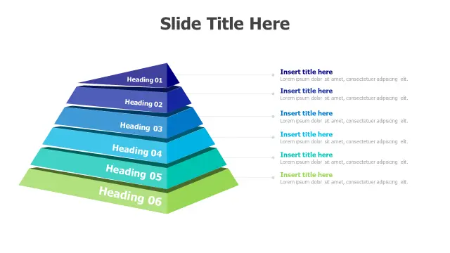 Six Level Gradient Pyramid Hierarchy Chart | PPT Design