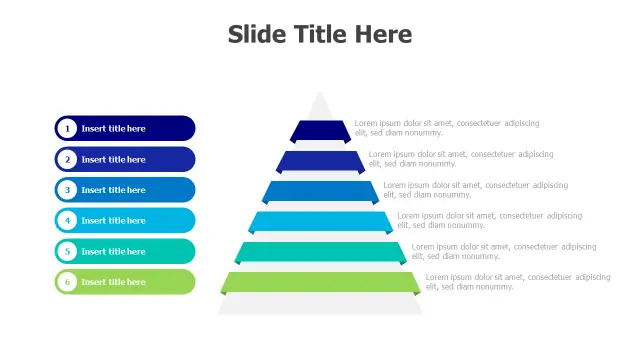 Six Level Stepped Pyramid Hierarchy | Pyramid | PPT Design