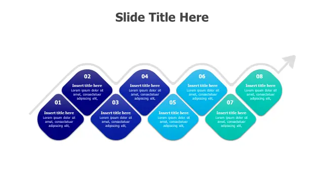 8-Step Diamond Chain Timeline Process | PPT Design