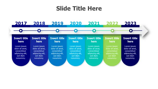 Seven Year Curved Banner Timeline | Timeline | PPT Design