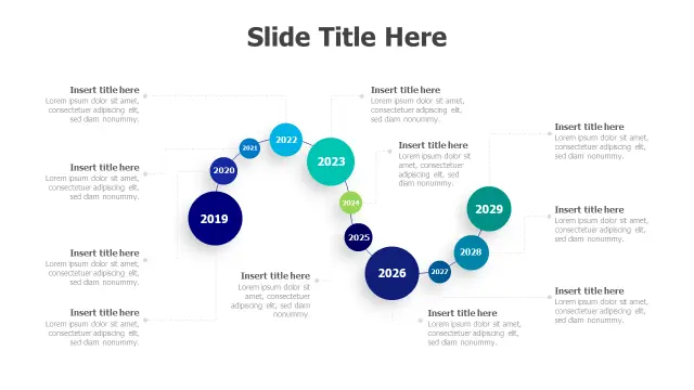 Decade Milestone Curved Timeline Infographic | PPT Design