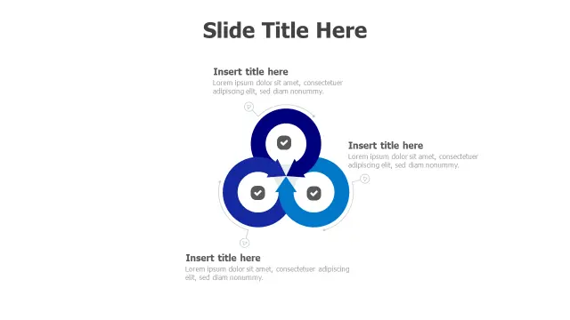 Three Point Interconnected Spiral Flow Diagram | PPT Design