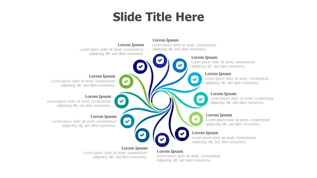 12-Point Checkmark Spiral Infographic Layout | PPT Design