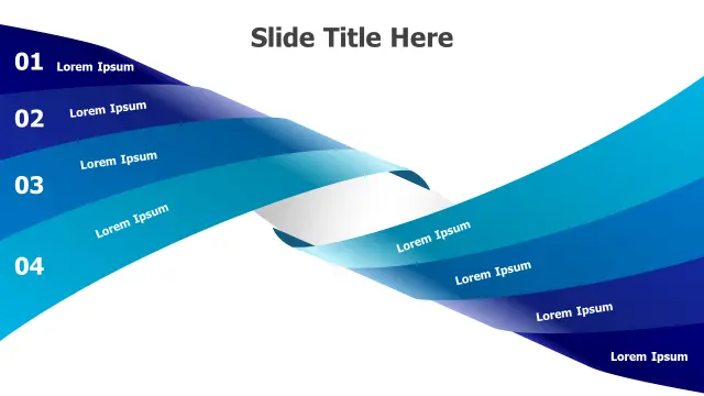 Four Step Curved Ribbon Process Flow | Spiral | PPT Design